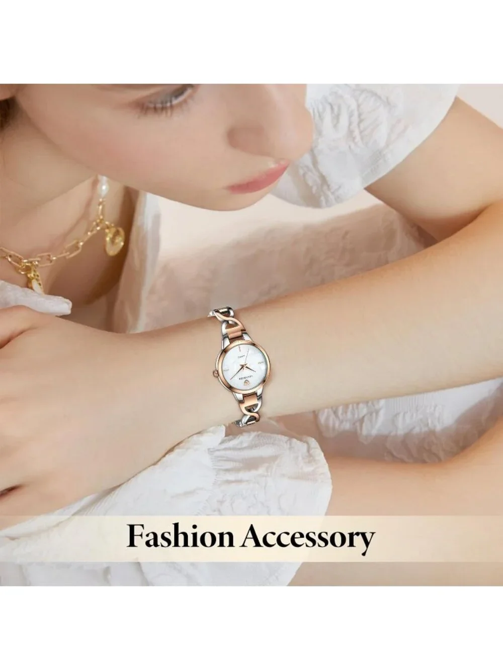 Women's Interval White Elegant Classic Dainty Bracelet Luxury Classic Wristwatch